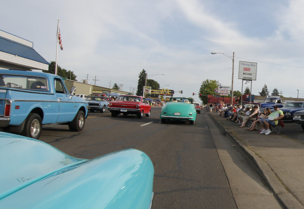 Hundreds of people lined the streets in Junction City, Oregon. for the Function 4 Junction Cruise in, June 4, 2016.